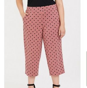 DUSTY ROSE POLKA DOT PONTE CULOTTE PANT